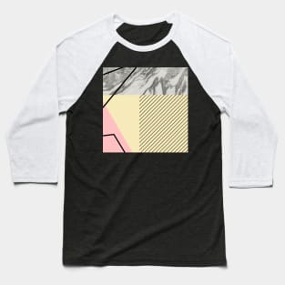 Grey marble yellow pink background Baseball T-Shirt